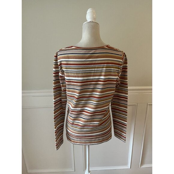 Kim Rogers Womens Striped Long Sleeve Top S Cotton/Spandex New - Picture 3 of 5